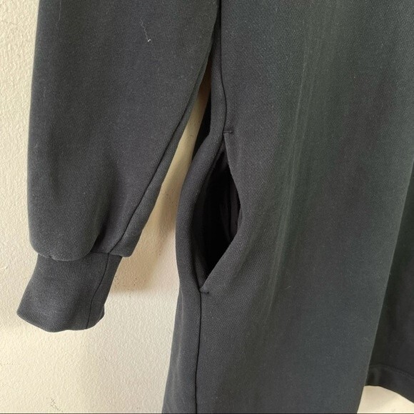 Everlane French Terry Crewneck Sweatshirt Dress Black XS Minimalist Loungewear - Picture 8 of 10